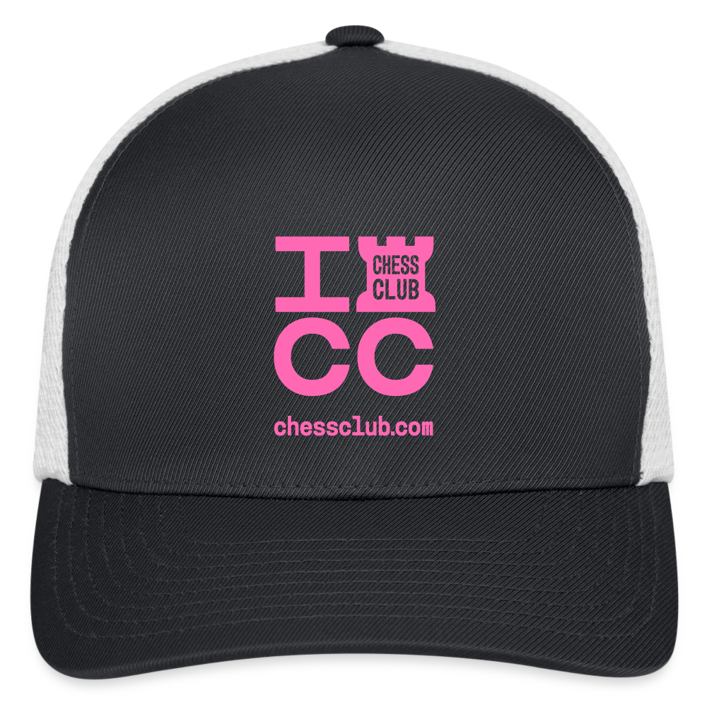 ICC Brand Pink Logo Flexfit Fitted Baseball Cap - dark gray/white