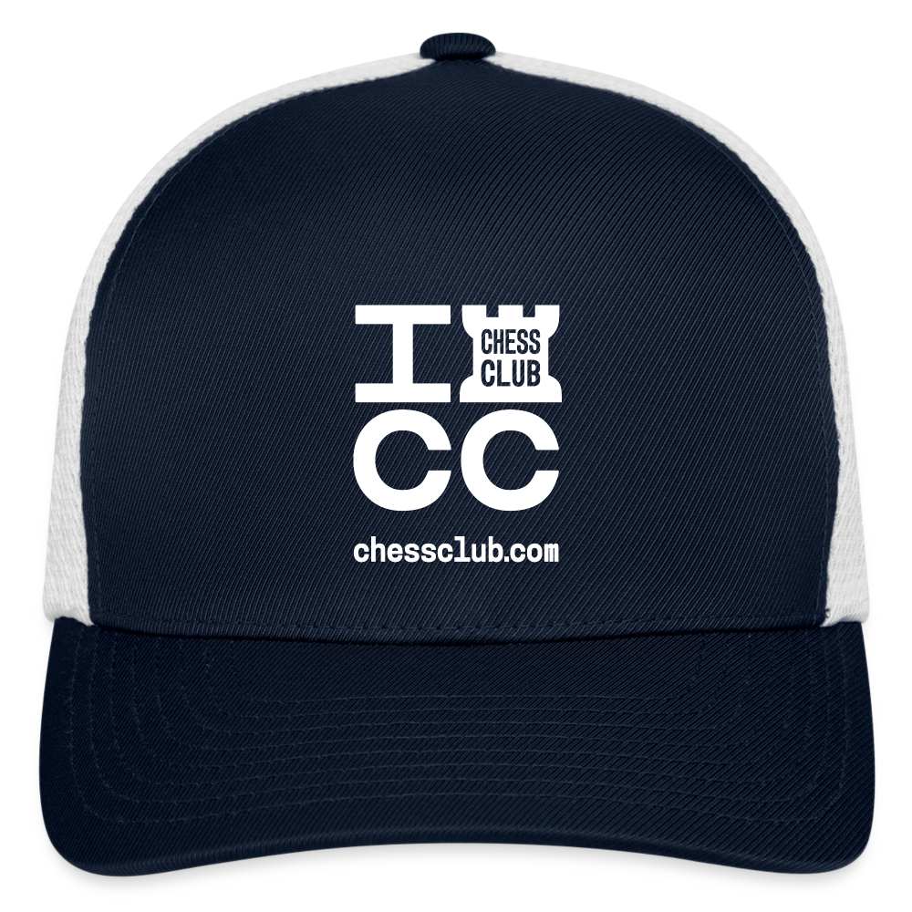 ICC Brand White Logo Flexfit Fitted Baseball Cap - navy/white