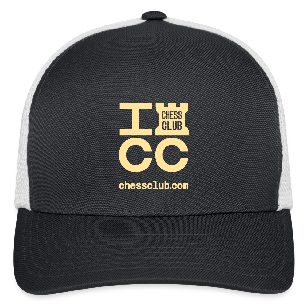 ICC Brand Yellow Logo Flexfit Fitted Baseball Cap - dark gray/white