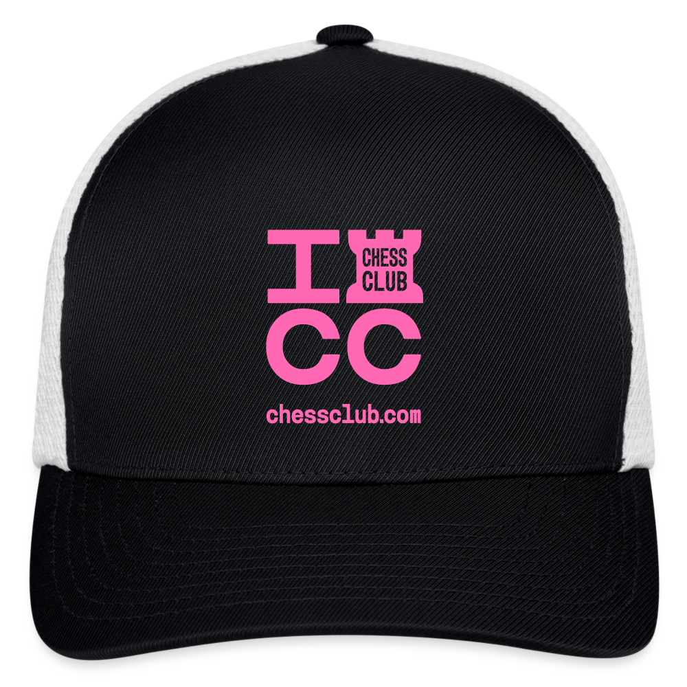 ICC Brand Pink Logo Flexfit Fitted Baseball Cap - black/white