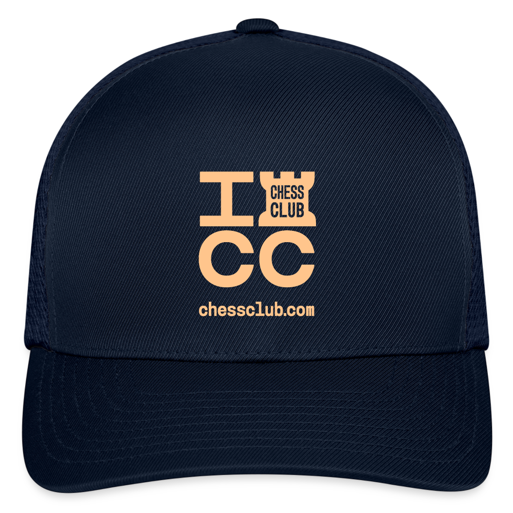 ICC Brand Orange Logo Flexfit Fitted Baseball Cap - navy