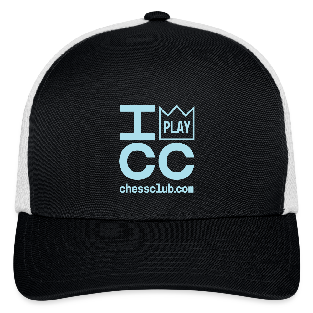 I Play ICC Blue Logo Flexfit Fitted Baseball Cap - black/white