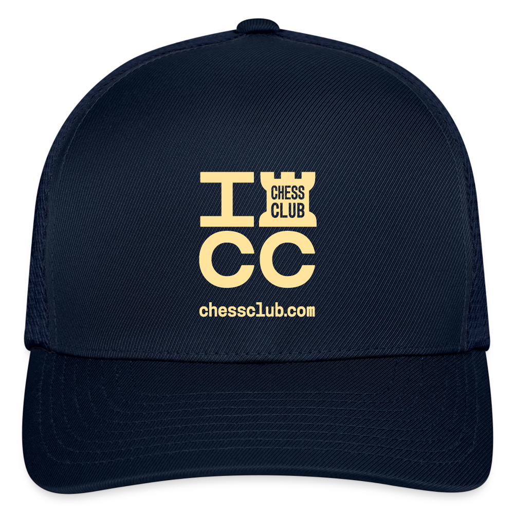 ICC Brand Yellow Logo Flexfit Fitted Baseball Cap - navy