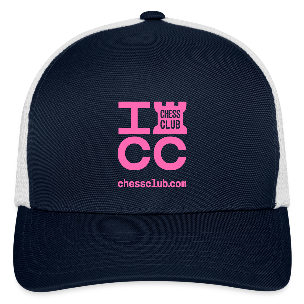 ICC Brand Pink Logo Flexfit Fitted Baseball Cap - navy/white