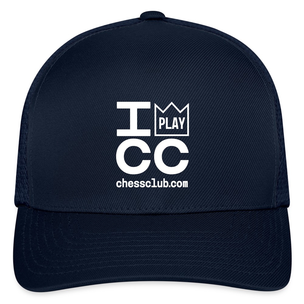 I Play ICC White Logo Flexfit Fitted Baseball Cap - navy