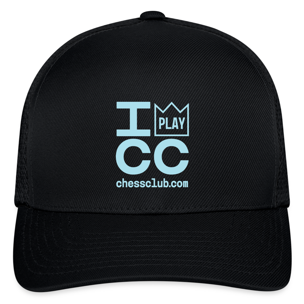 I Play ICC Blue Logo Flexfit Fitted Baseball Cap - black