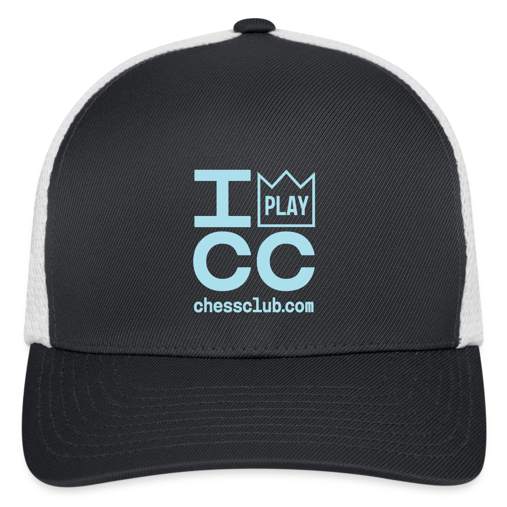 I Play ICC Blue Logo Flexfit Fitted Baseball Cap - dark gray/white