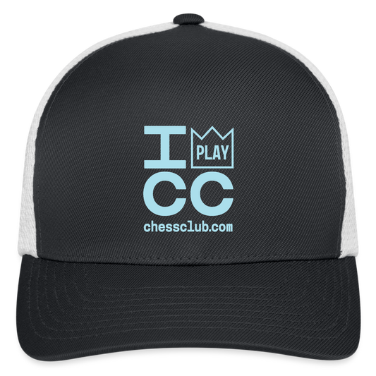 I Play ICC Blue Logo Flexfit Fitted Baseball Cap - dark gray/white