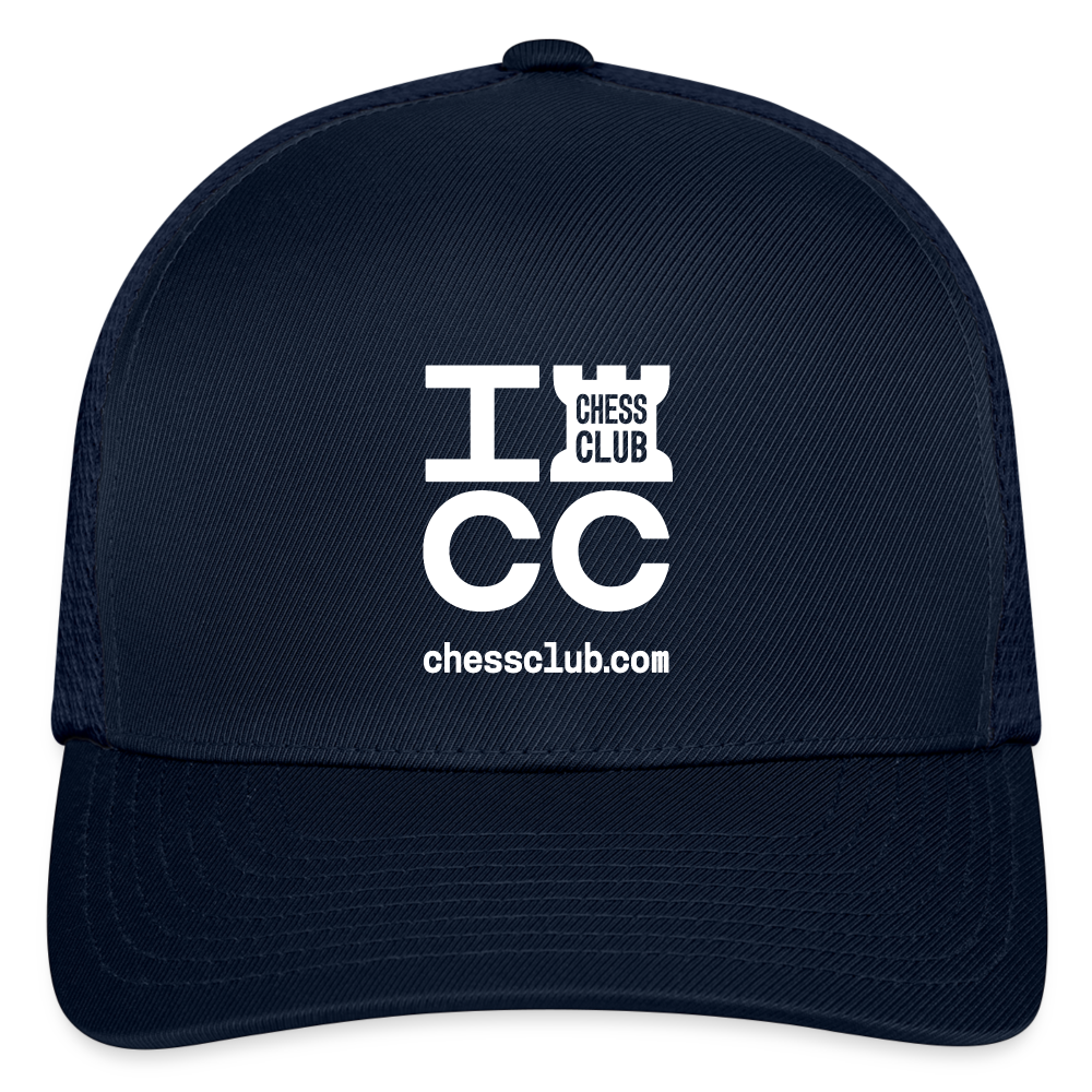 ICC Brand White Logo Flexfit Fitted Baseball Cap - navy