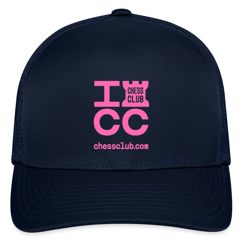 ICC Brand Pink Logo Flexfit Fitted Baseball Cap - navy