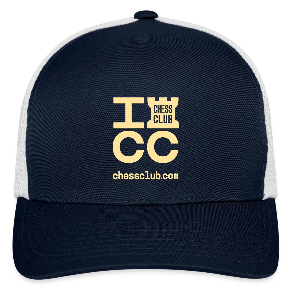 ICC Brand Yellow Logo Flexfit Fitted Baseball Cap - navy/white