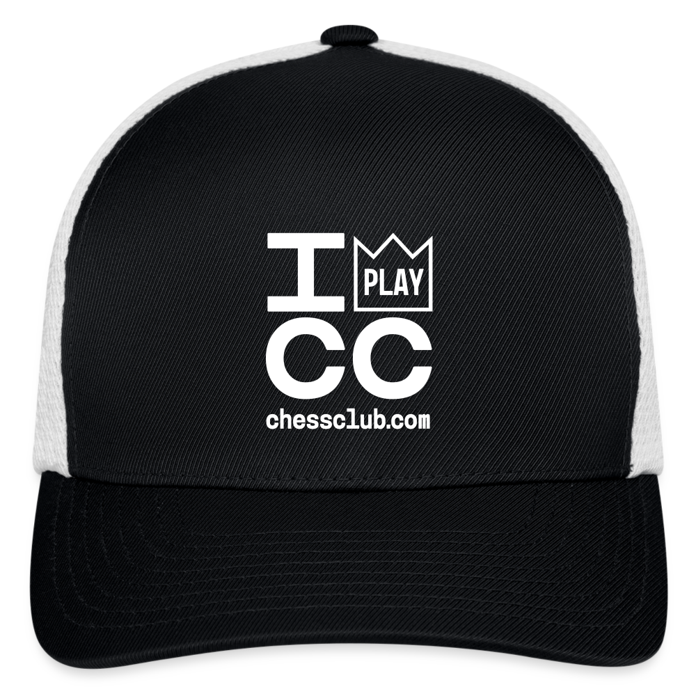 I Play ICC White Logo Flexfit Fitted Baseball Cap - black/white