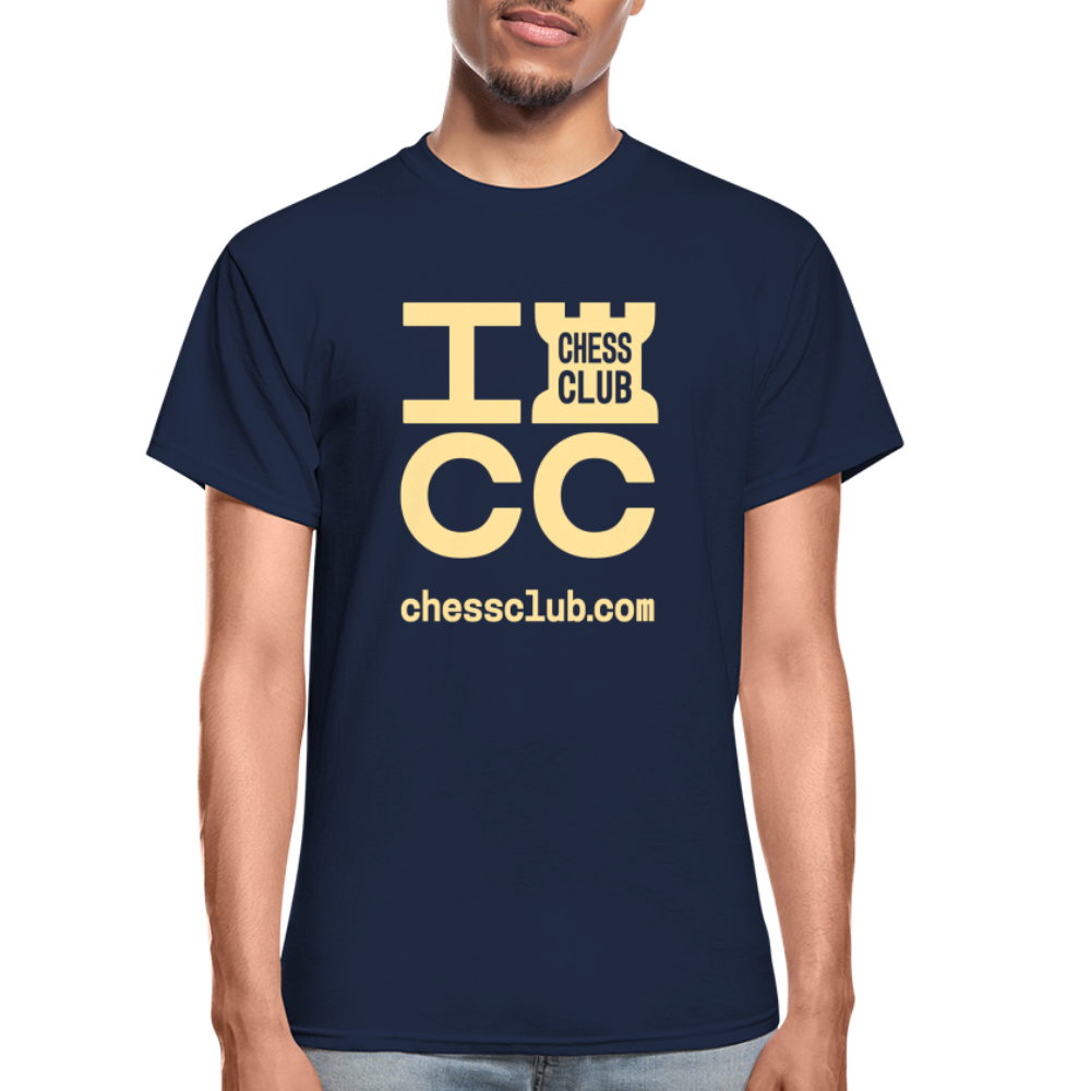 ICC Brand Yellow Logo Ultra Cotton Adult T-Shirt - navy