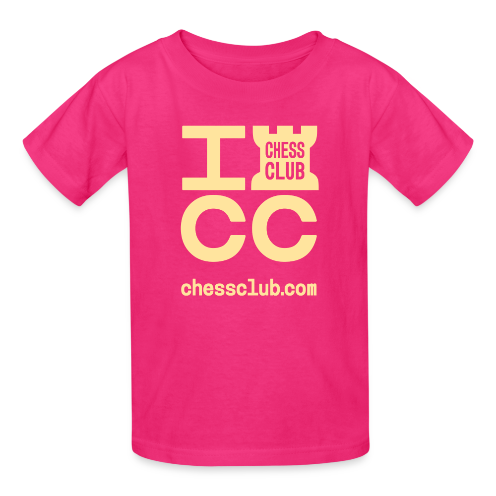 ICC Brand Yellow Logo Ultra Cotton Youth T-Shirt - fuchsia