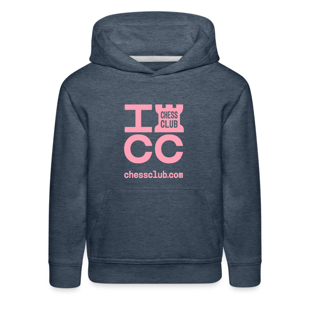 ICC Brand Pink Logo Kids‘ Premium Hoodie - heather denim