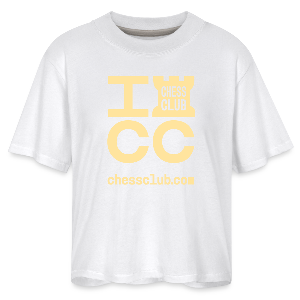 ICC Brand Yellow Logo Women's Boxy Tee - white