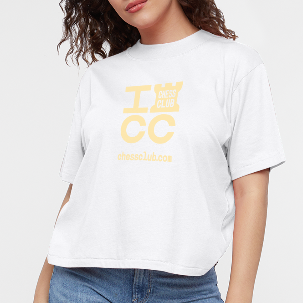 ICC Brand Yellow Logo Women's Boxy Tee - white