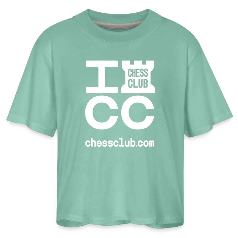 ICC Brand White Logo Women's Boxy Tee - saltwater