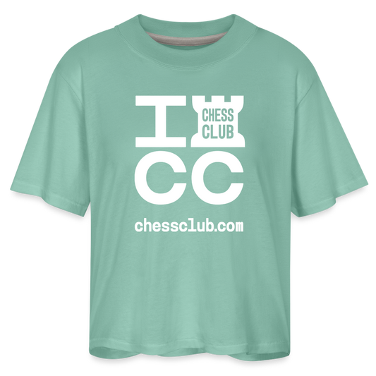 ICC Brand White Logo Women's Boxy Tee - saltwater