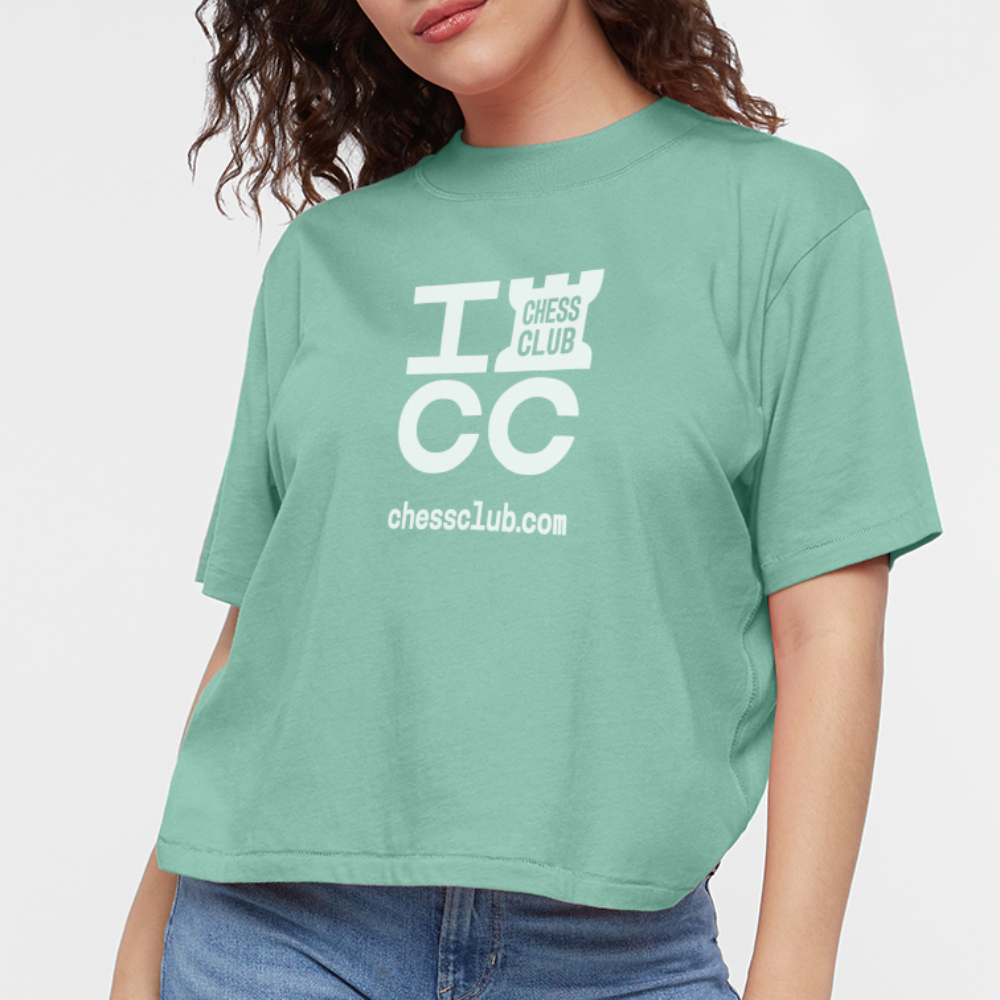 ICC Brand White Logo Women's Boxy Tee - saltwater