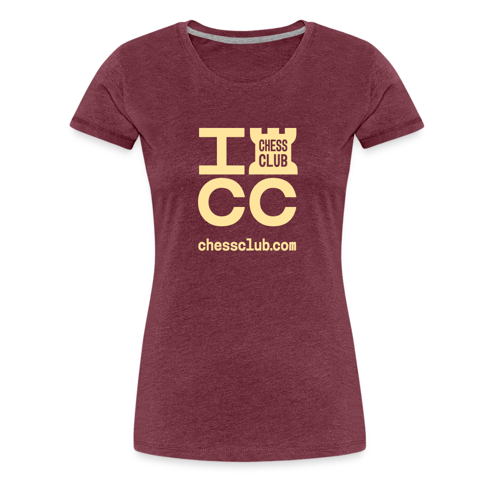 ICC Brand Yellow Logo Women’s Premium T-Shirt - heather burgundy