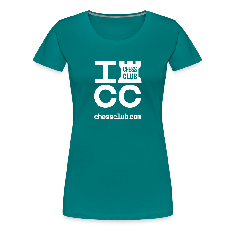 ICC Brand White Logo Women’s Premium T-Shirt - teal