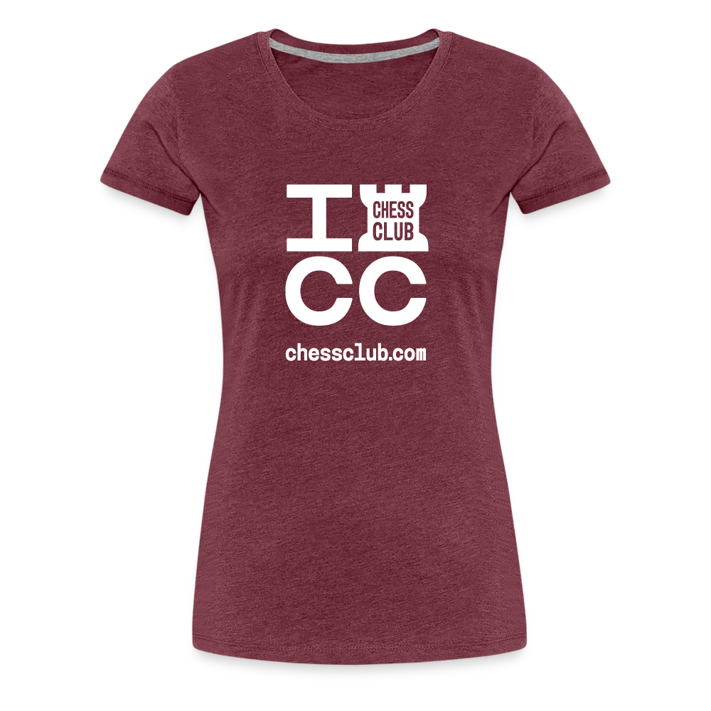 ICC Brand White Logo Women’s Premium T-Shirt - heather burgundy