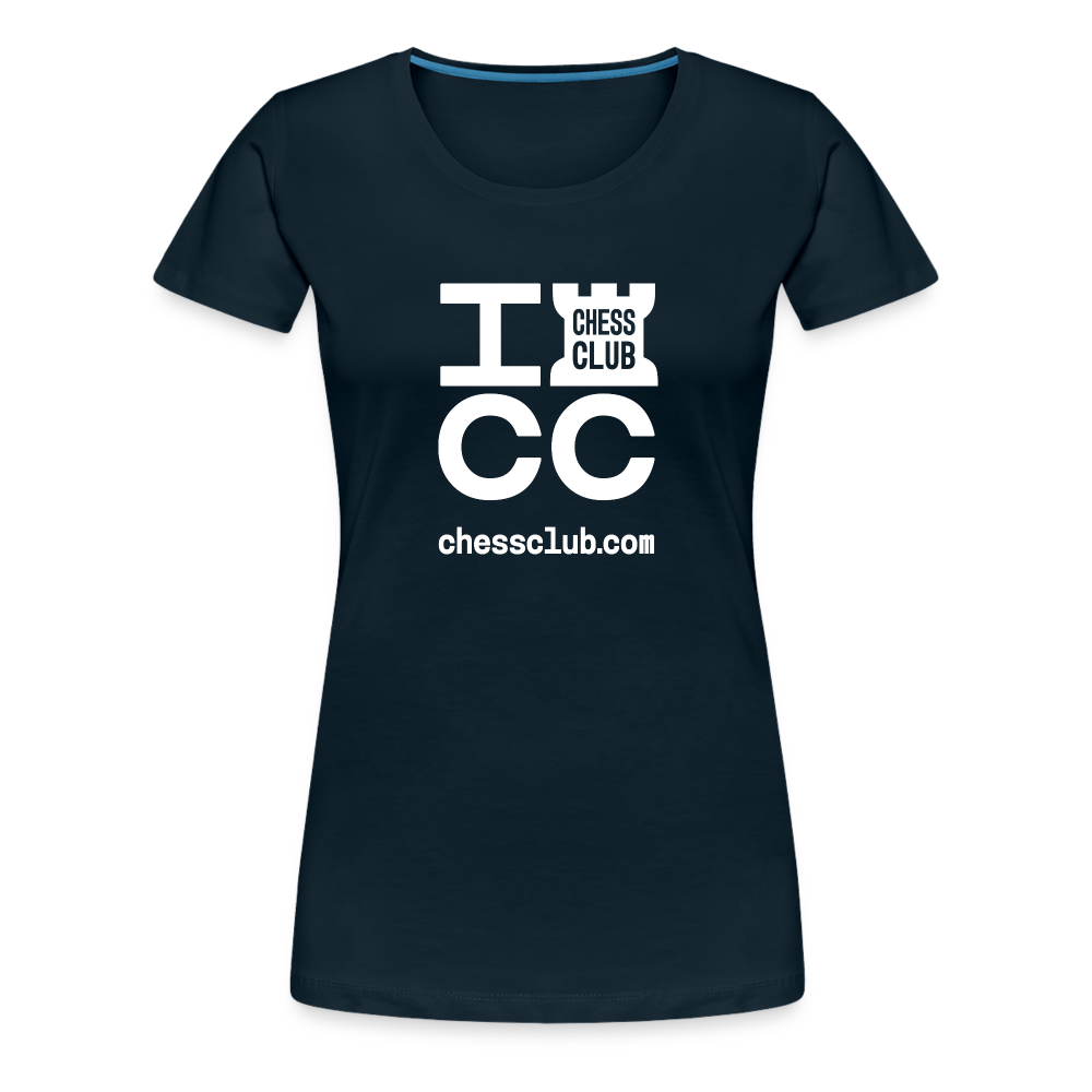 ICC Brand White Logo Women’s Premium T-Shirt - deep navy