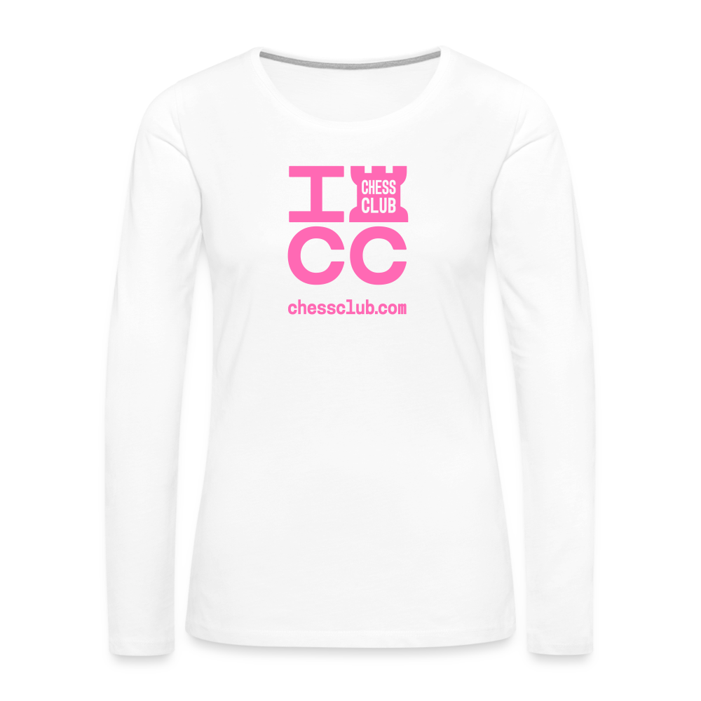 ICC Brand Pink Logo Women's Premium Long Sleeve T-Shirt - white