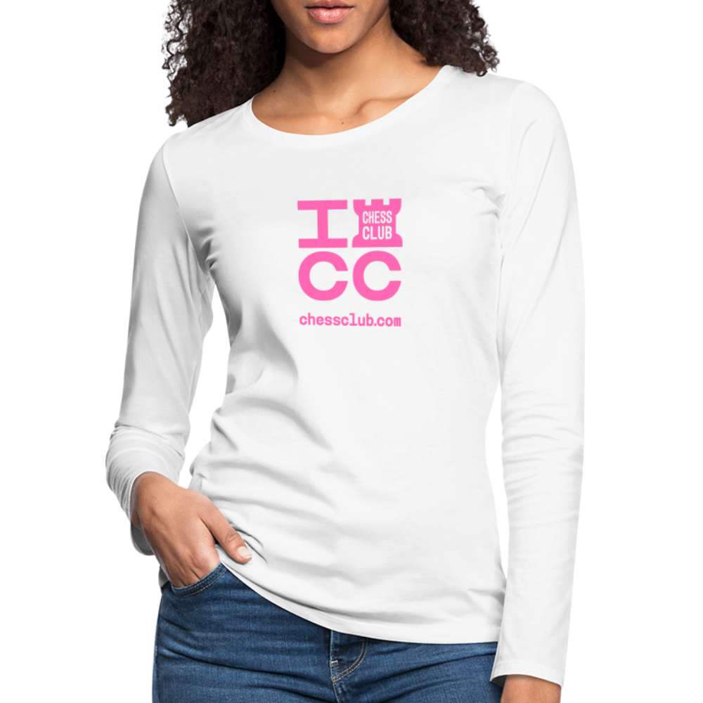 ICC Brand Pink Logo Women's Premium Long Sleeve T-Shirt - white