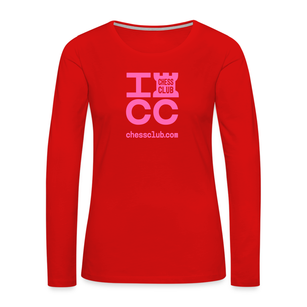 ICC Brand Pink Logo Women's Premium Long Sleeve T-Shirt - red