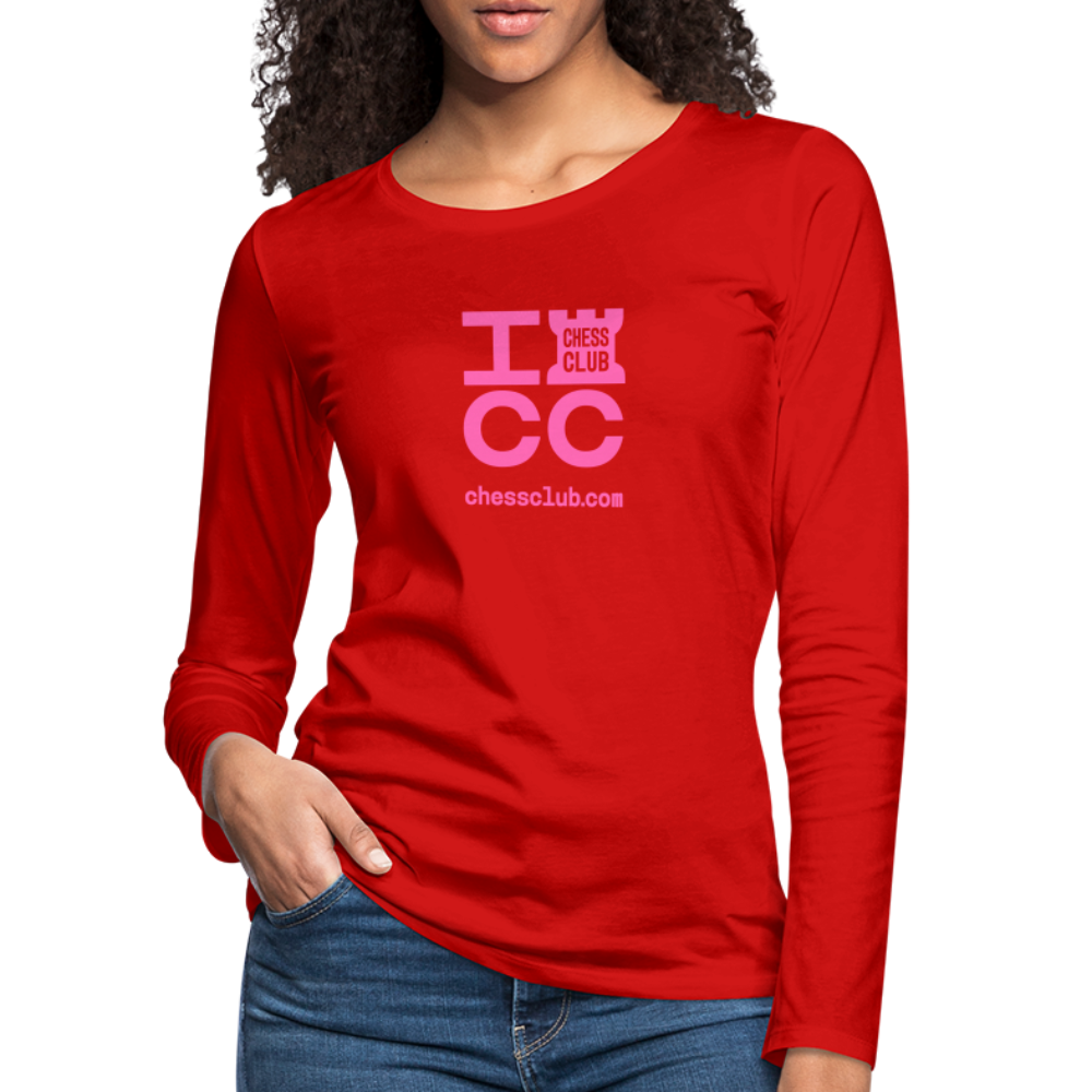 ICC Brand Pink Logo Women's Premium Long Sleeve T-Shirt - red