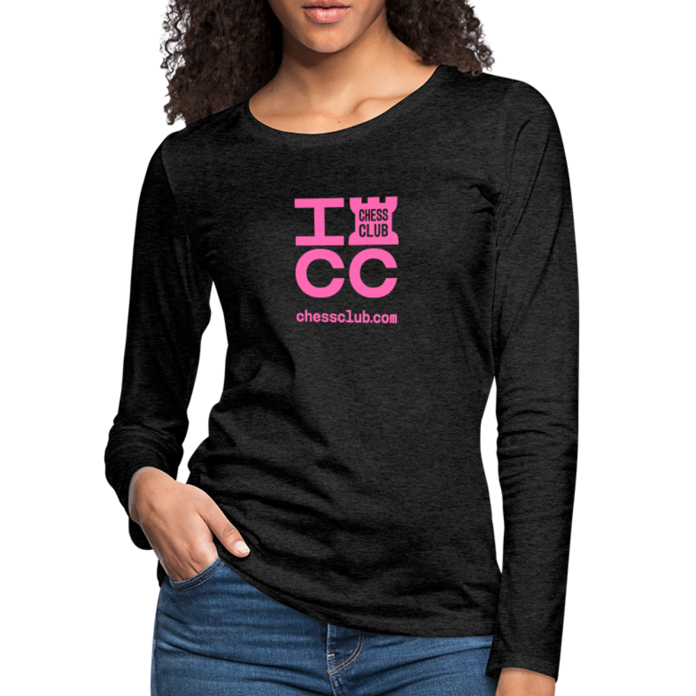 ICC Brand Pink Logo Women's Premium Long Sleeve T-Shirt - charcoal grey