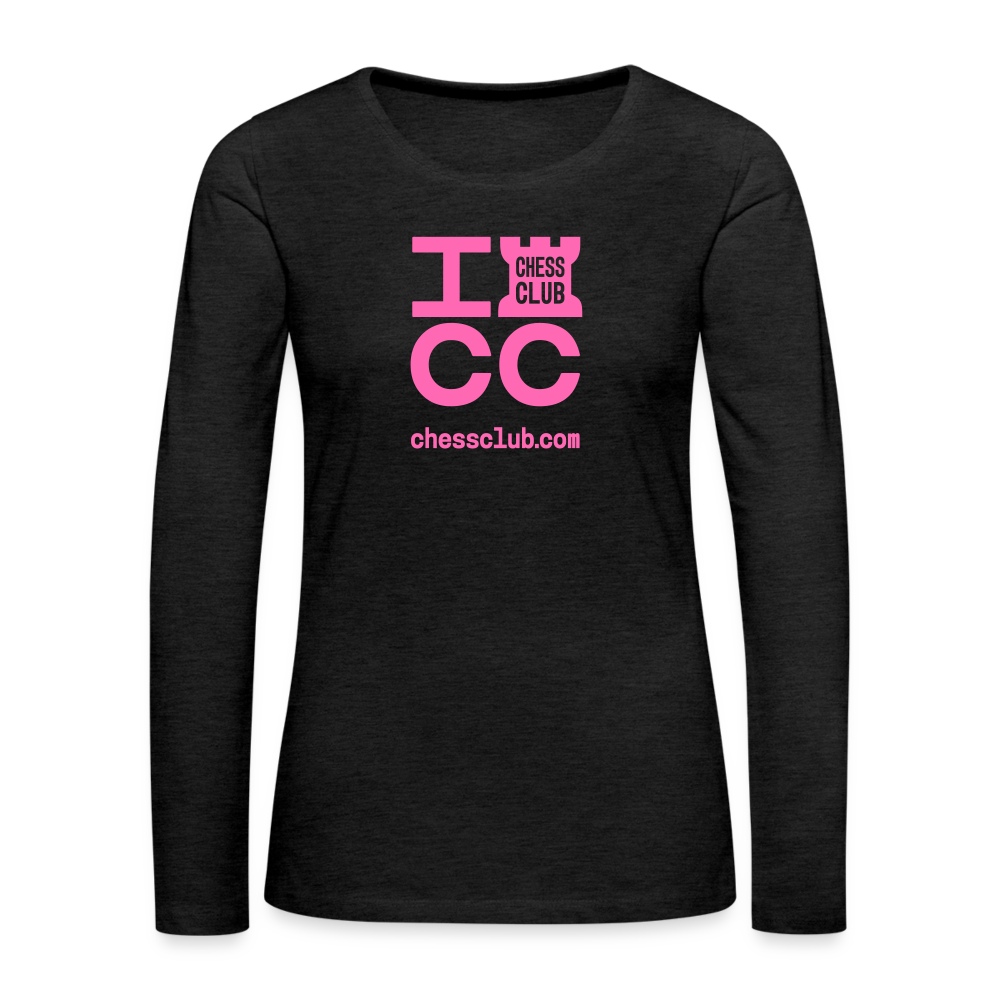 ICC Brand Pink Logo Women's Premium Long Sleeve T-Shirt - charcoal grey