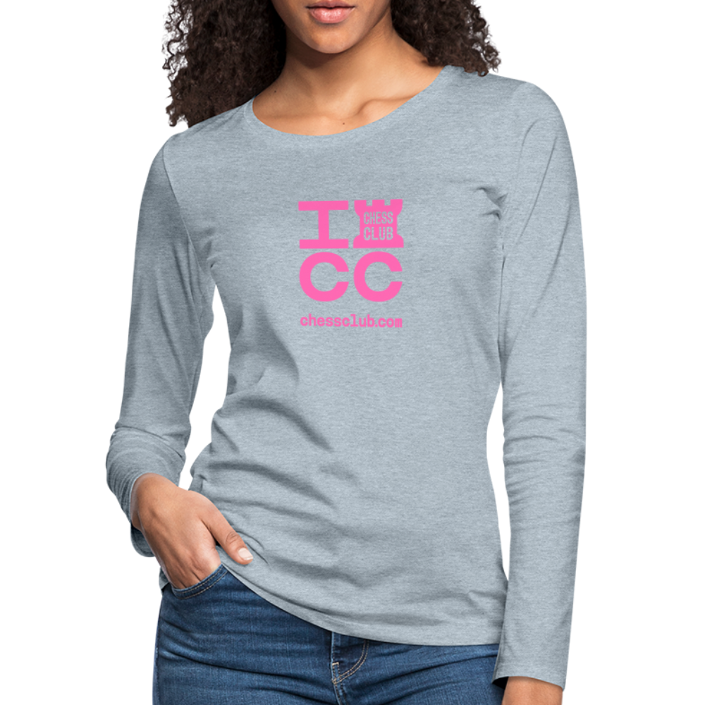 ICC Brand Pink Logo Women's Premium Long Sleeve T-Shirt - heather ice blue