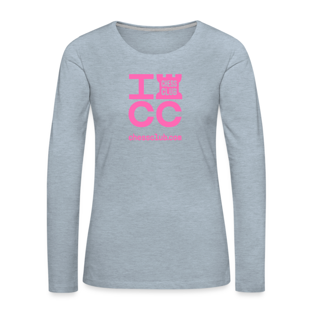 ICC Brand Pink Logo Women's Premium Long Sleeve T-Shirt - heather ice blue