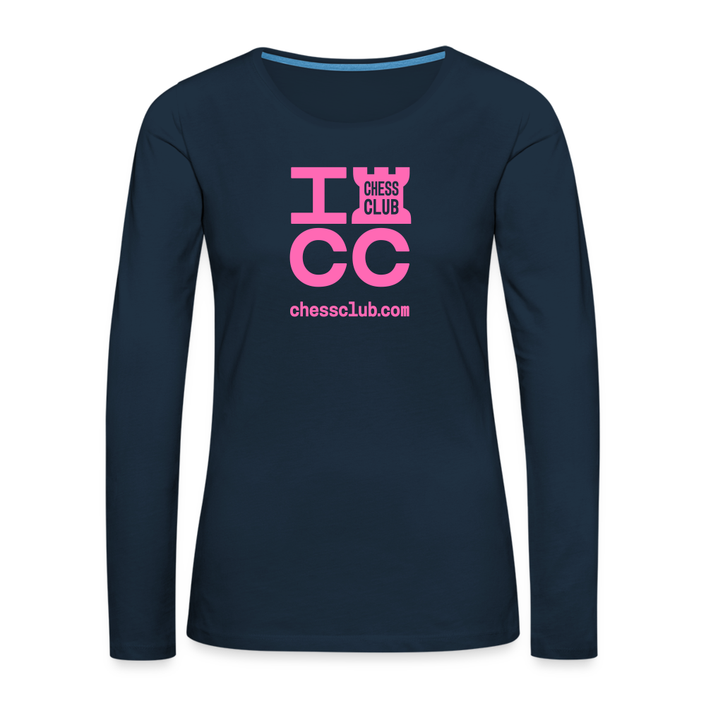 ICC Brand Pink Logo Women's Premium Long Sleeve T-Shirt - deep navy