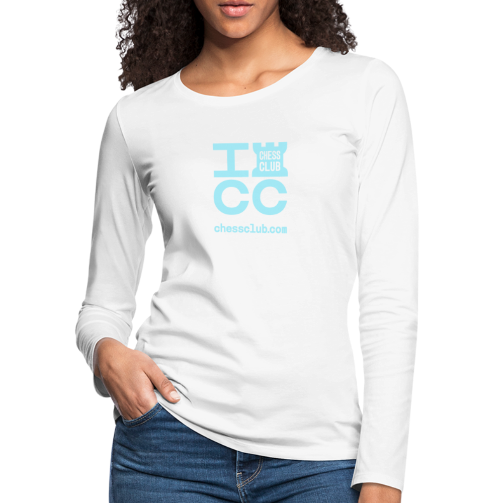 ICC Brand Blue Logo Women's Premium Long Sleeve T-Shirt - white