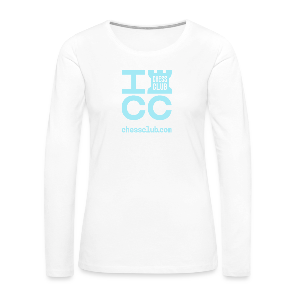 ICC Brand Blue Logo Women's Premium Long Sleeve T-Shirt - white