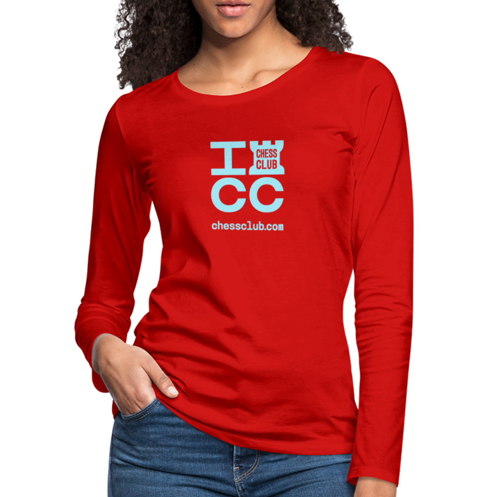 ICC Brand Blue Logo Women's Premium Long Sleeve T-Shirt - red