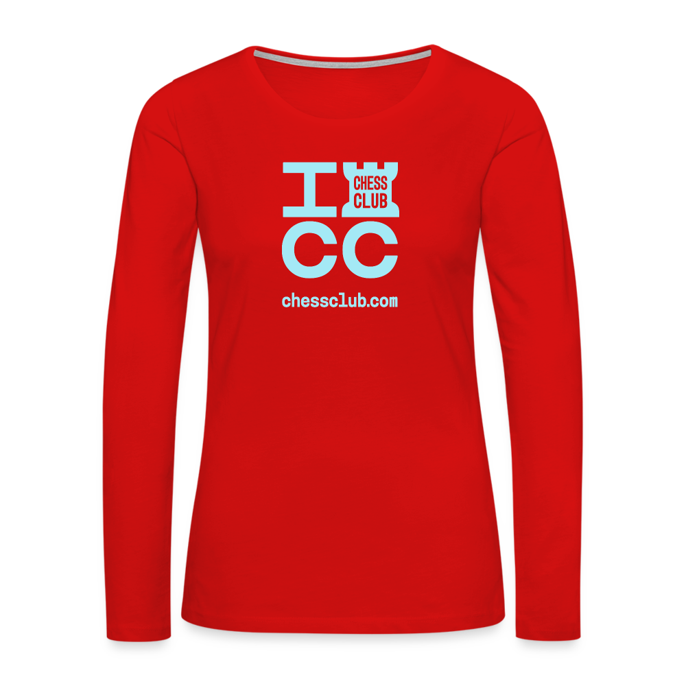 ICC Brand Blue Logo Women's Premium Long Sleeve T-Shirt - red