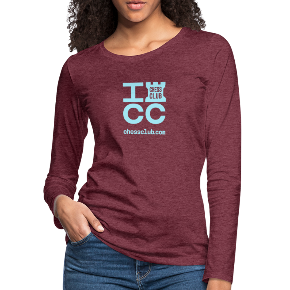 ICC Brand Blue Logo Women's Premium Long Sleeve T-Shirt - heather burgundy