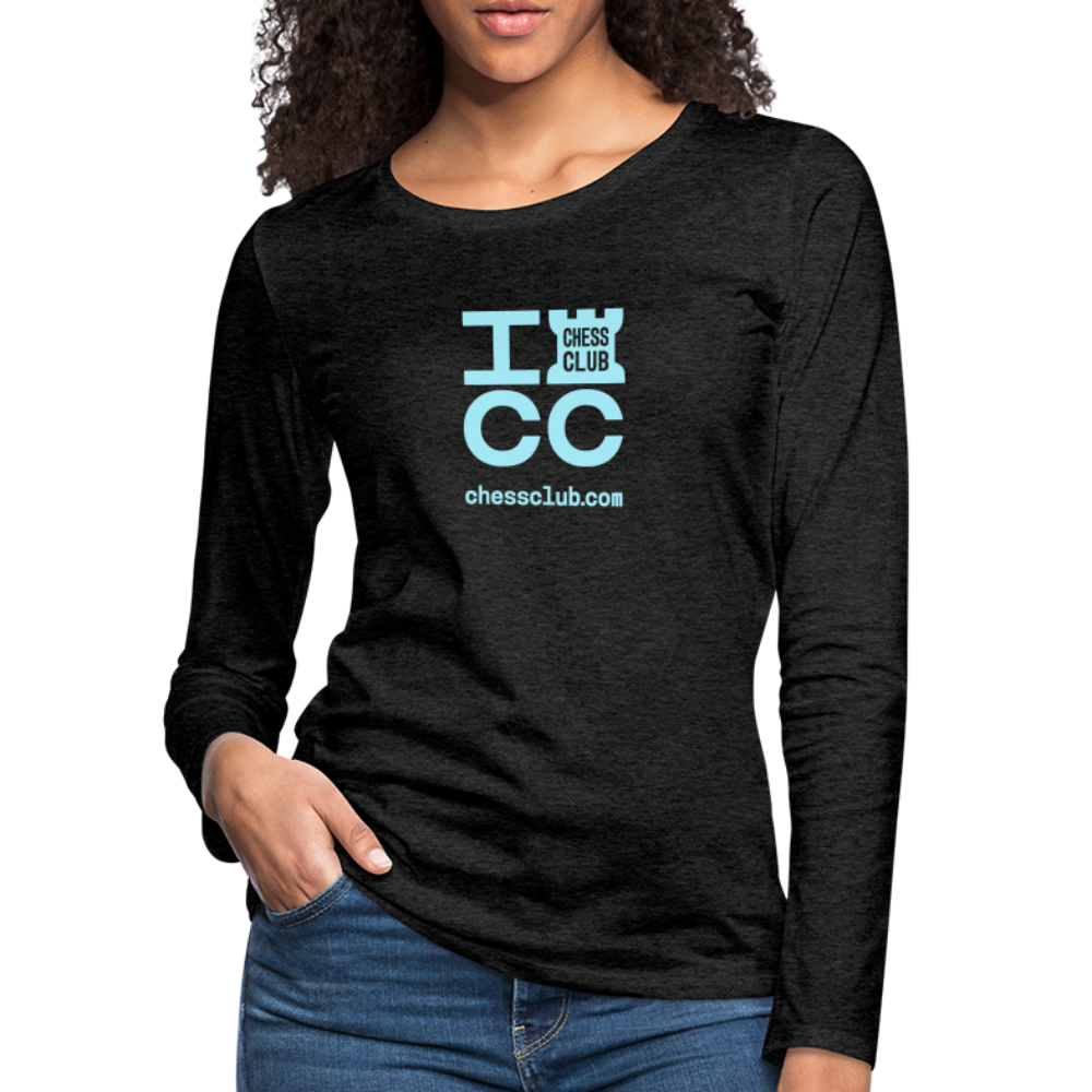 ICC Brand Blue Logo Women's Premium Long Sleeve T-Shirt - charcoal grey