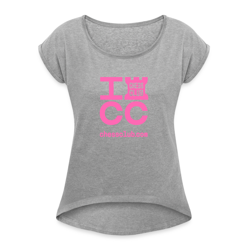 ICC Brand Pink Logo Women's Roll Cuff T-Shirt - heather gray