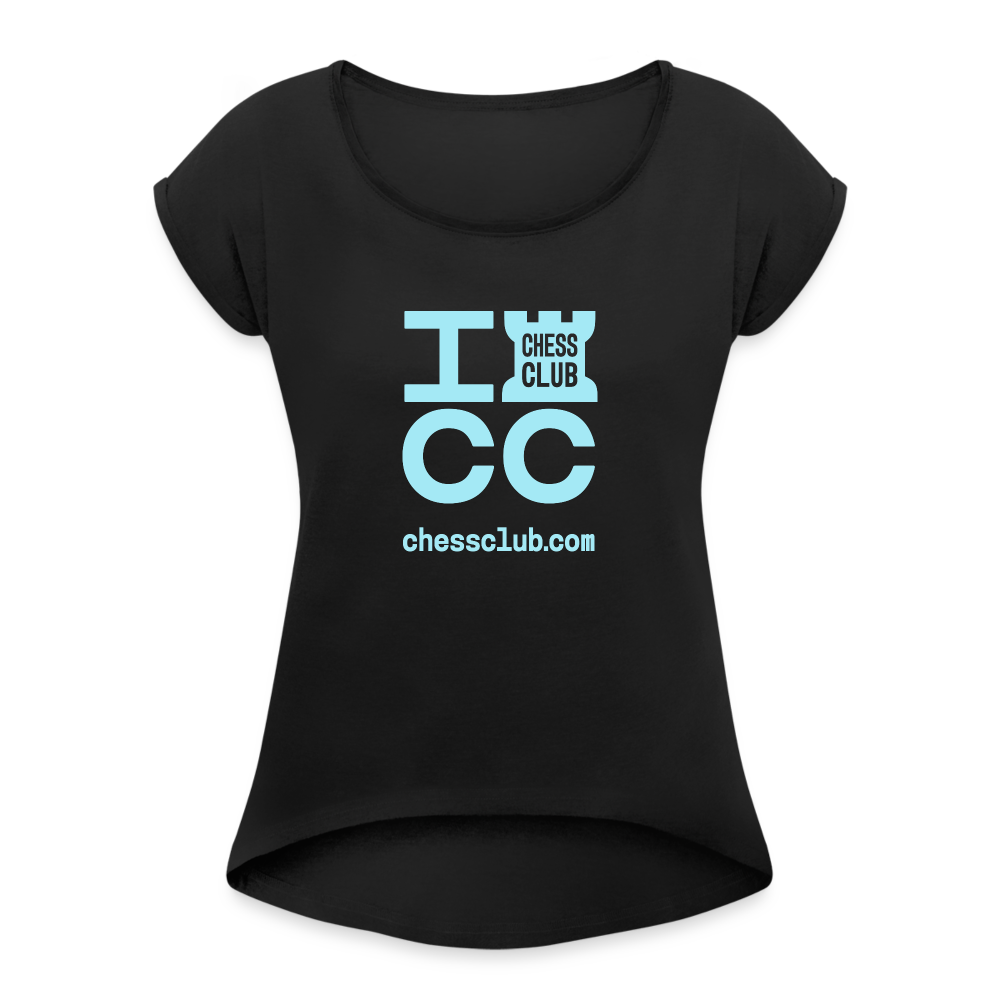 ICC Brand Blue Logo Women's Roll Cuff T-Shirt - black