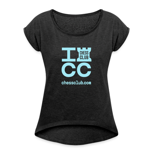 ICC Brand Blue Logo Women's Roll Cuff T-Shirt - heather black