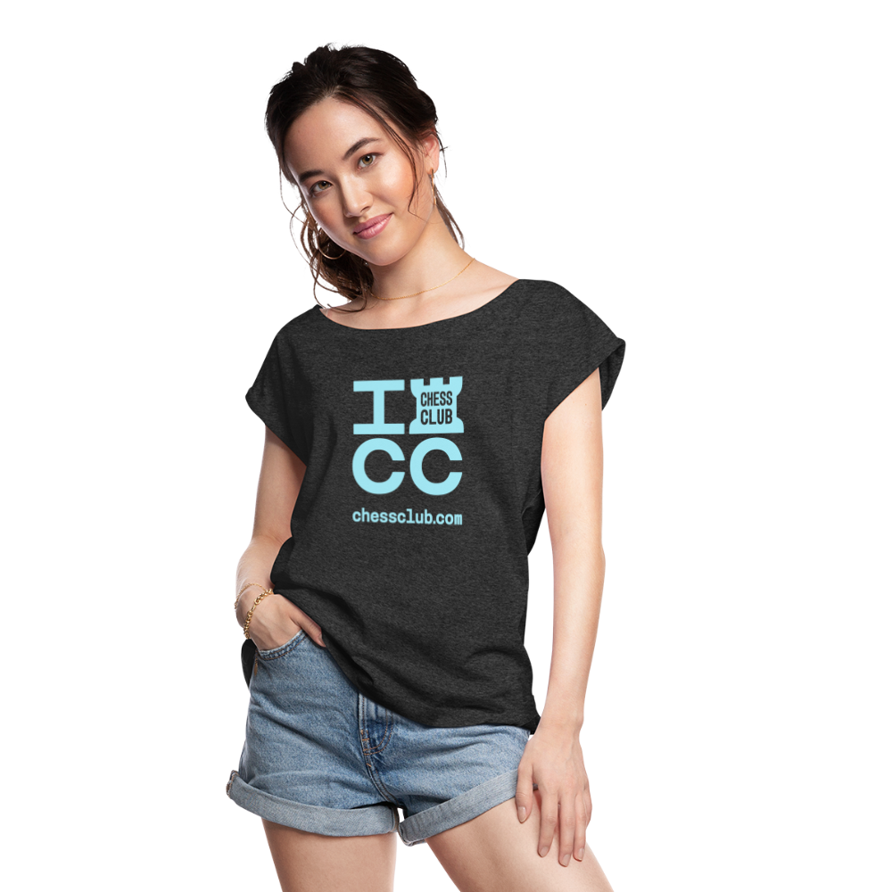 ICC Brand Blue Logo Women's Roll Cuff T-Shirt - heather black