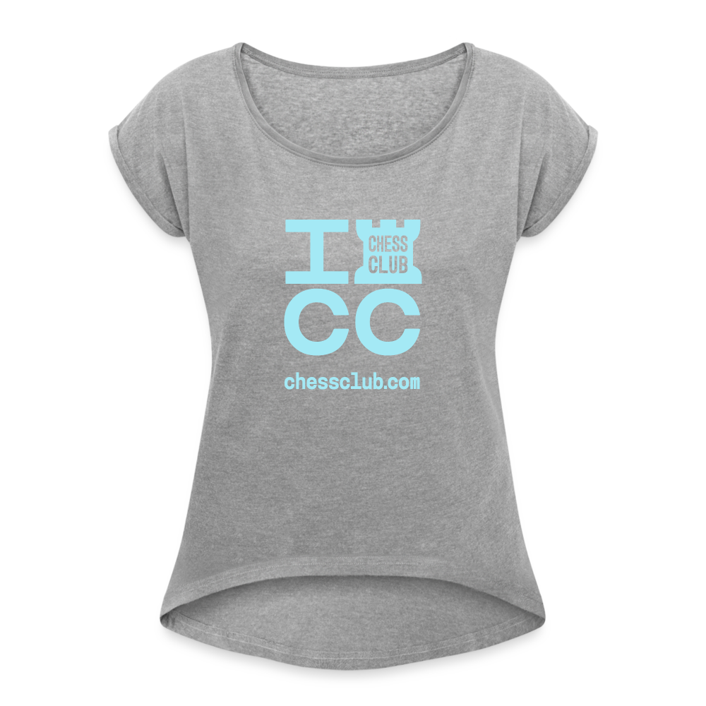 ICC Brand Blue Logo Women's Roll Cuff T-Shirt - heather gray