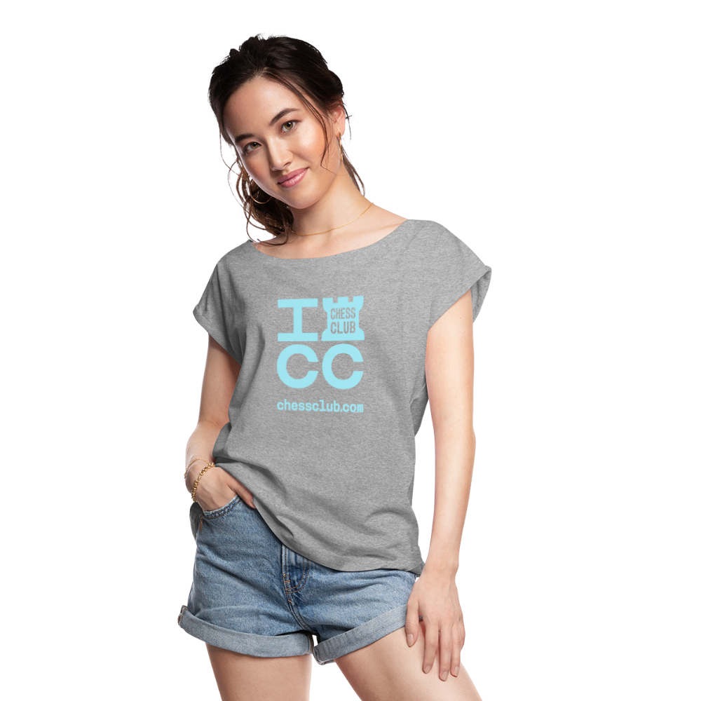 ICC Brand Blue Logo Women's Roll Cuff T-Shirt - heather gray