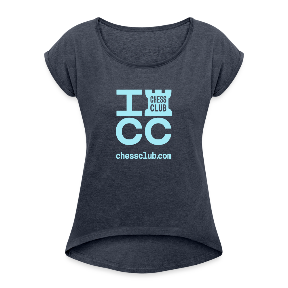 ICC Brand Blue Logo Women's Roll Cuff T-Shirt - navy heather